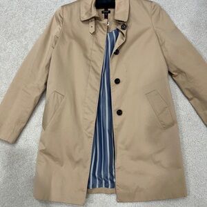 Massimo Dutti Tan Trench Coat with Navy Striped Lining